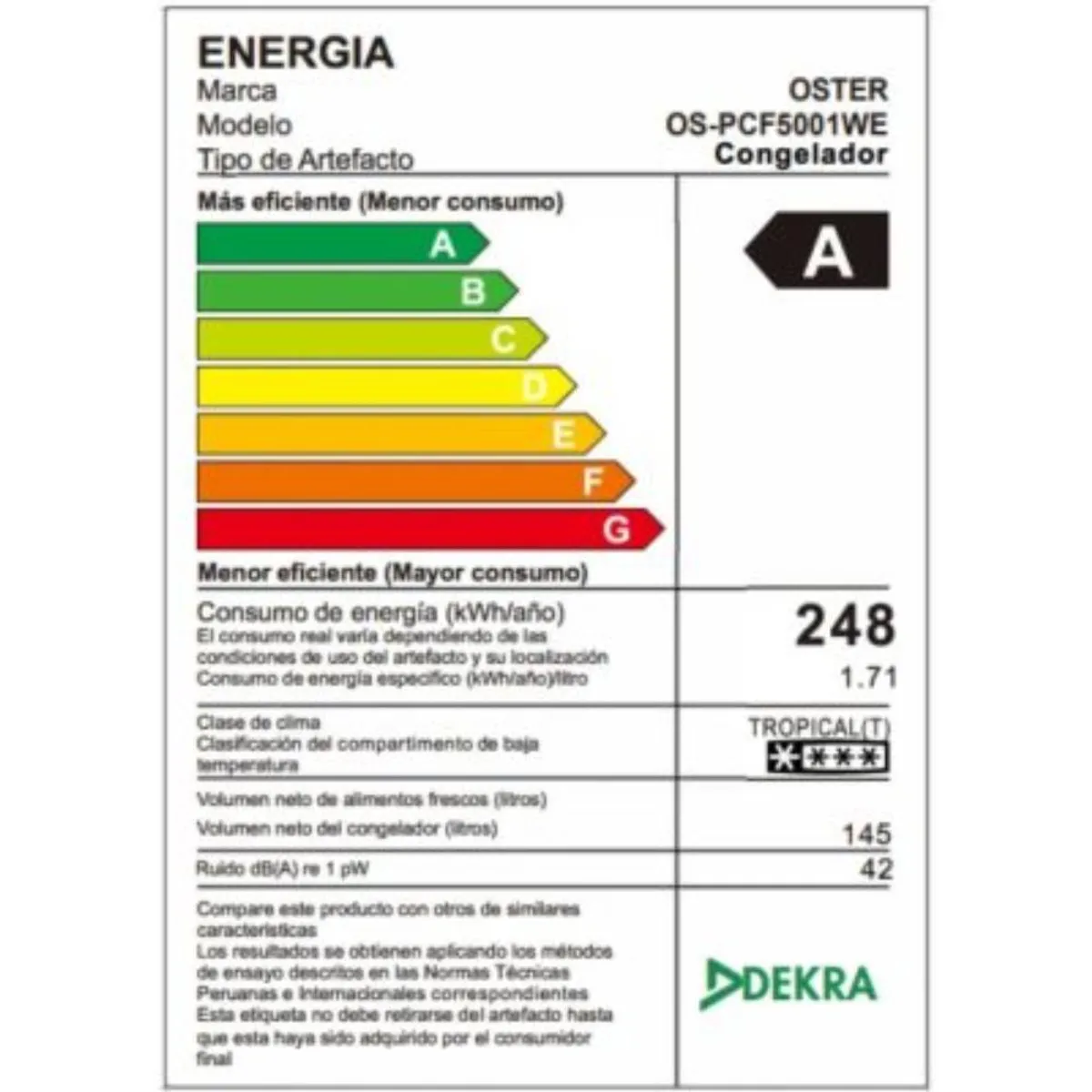OSTER - Congeladora Oster 135L OS PCF5001WE