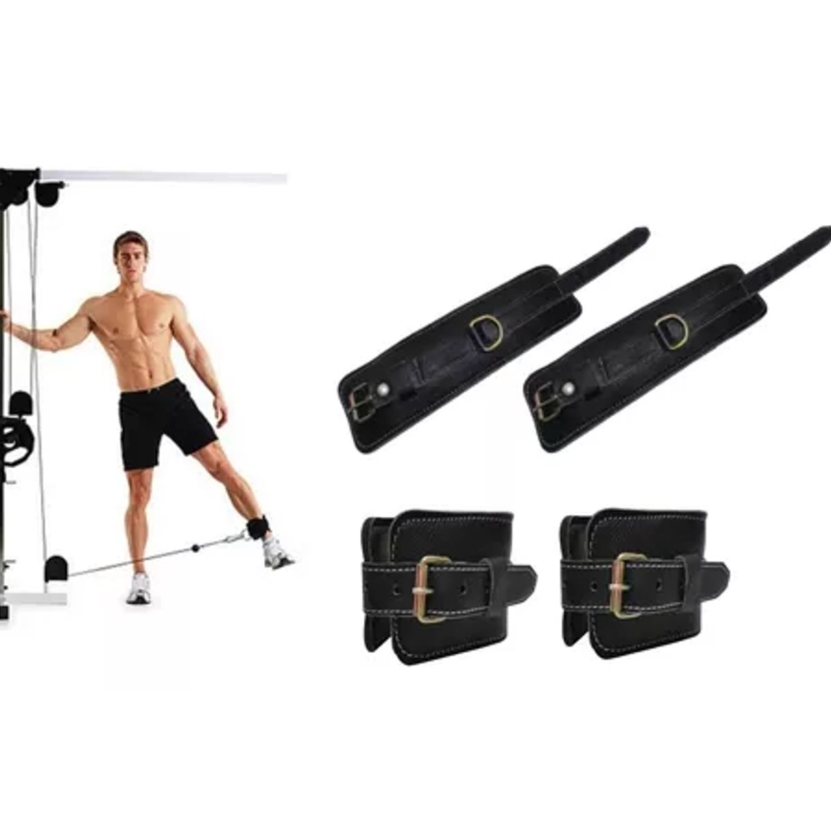 HOLGU - Tobilleras de Cuero para Poleas Gym Pesas y Fitness