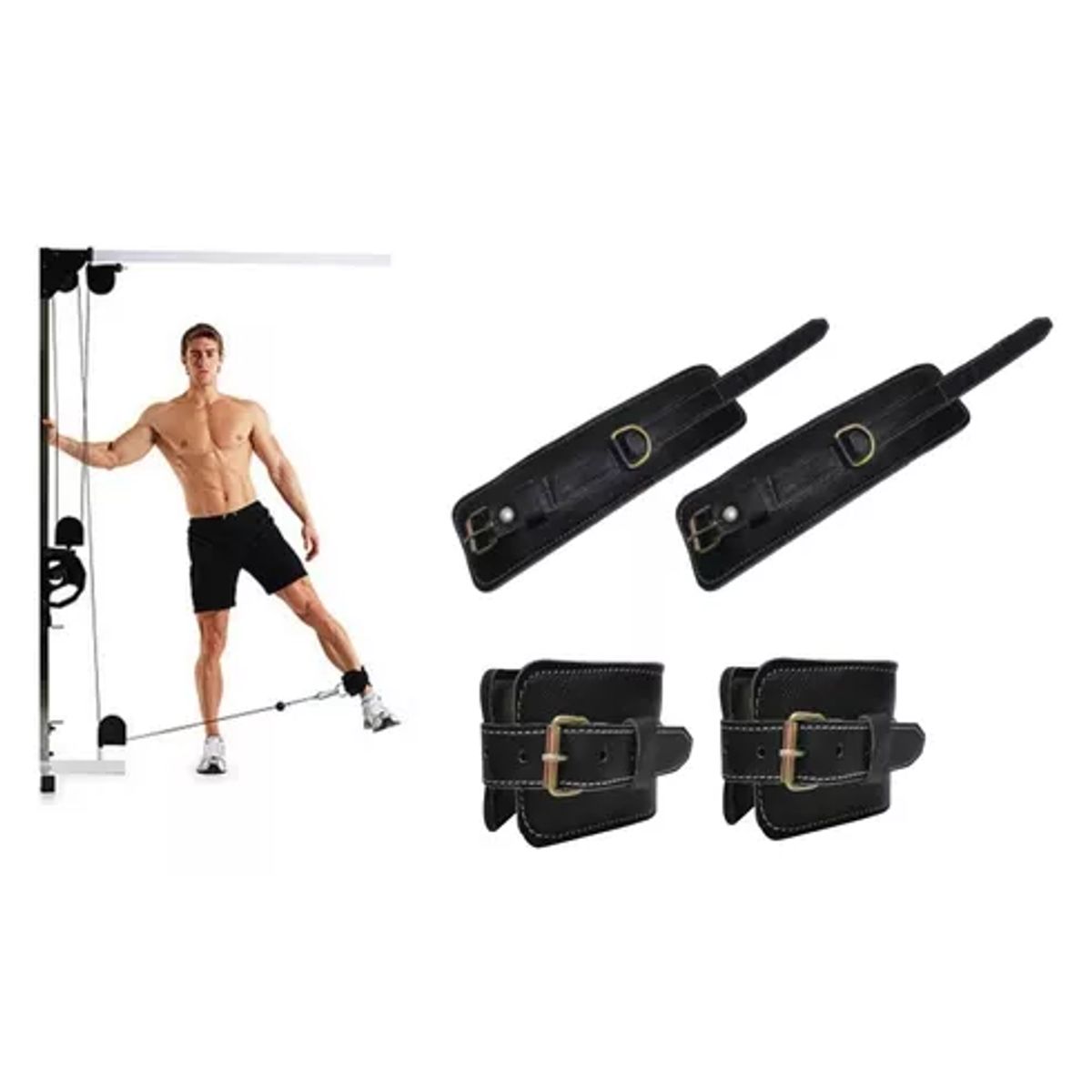 HOLGU - Tobilleras de Cuero para Poleas Gym Pesas y Fitness