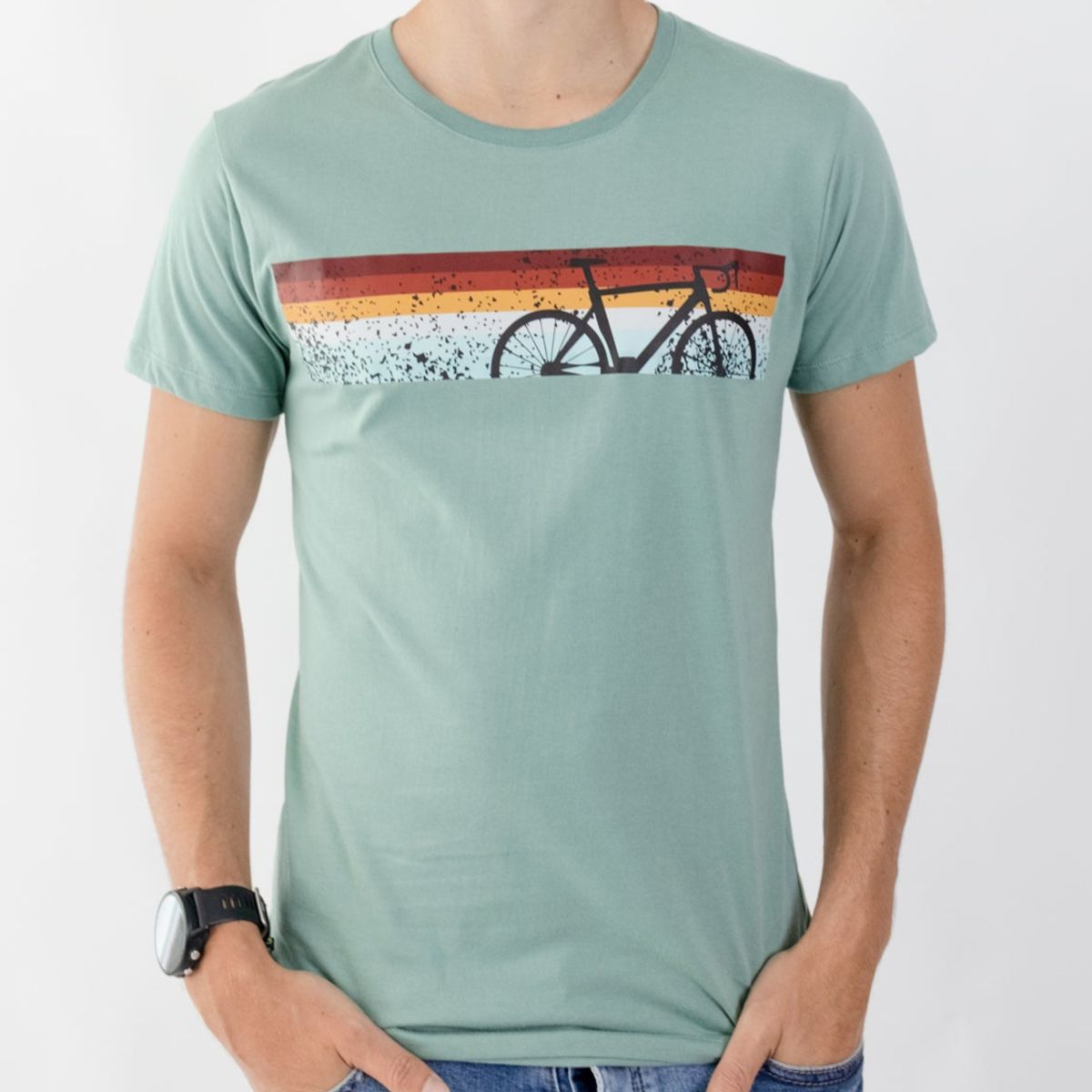 CINCO AM - CAMISETA LIFESTYLE MAN GREEN BIKE  CINCO AM