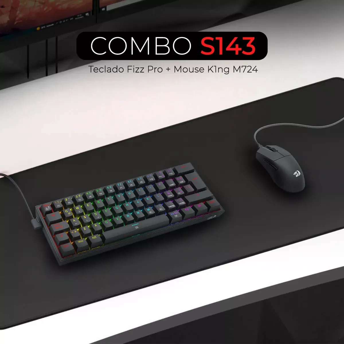 REDRAGON - Redragon - Kit S143 K617 Switch Red + M724 Wired - Black