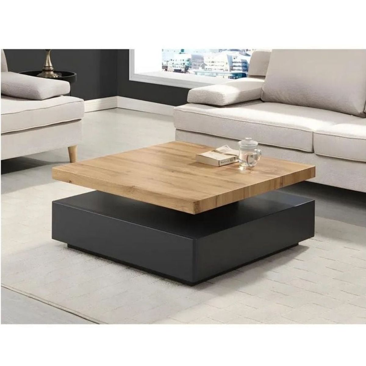 GENERICO - Mesa de Centro Aabraham Color Duna y Negro - Muebles Gaudi