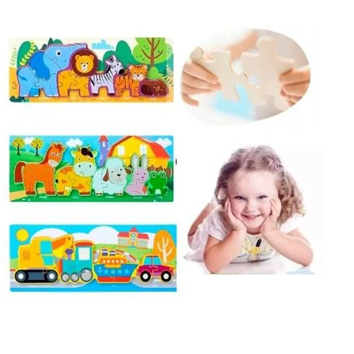 GENERICO - Pack 2 rompecabezas zoo y medios de transporte