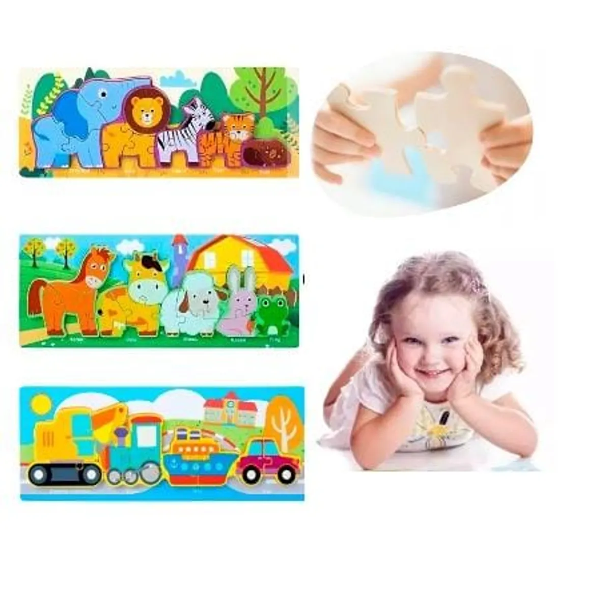 GENERICO - Pack 2 rompecabezas zoo y medios de transporte