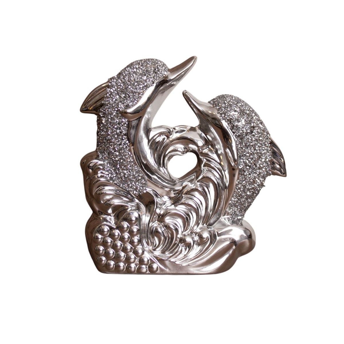 PANADECOR - Delfines Plateados Brillosos para Hogar y Oficina