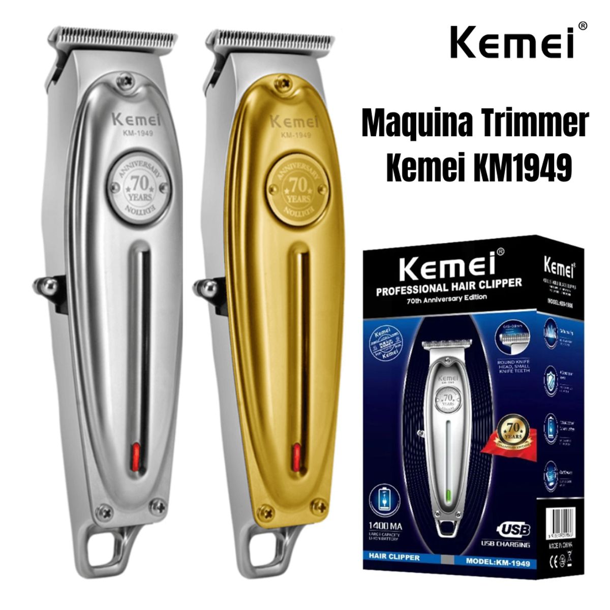 KEMEI - Maquina Trimmer Kemei 70 YEARS KM-1949