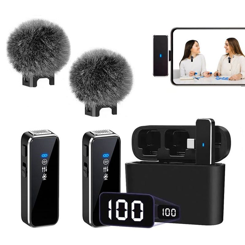 OEM - Micrófonos Inteligentes K70 Dual Tipo C con filtro de peluches y base de carga