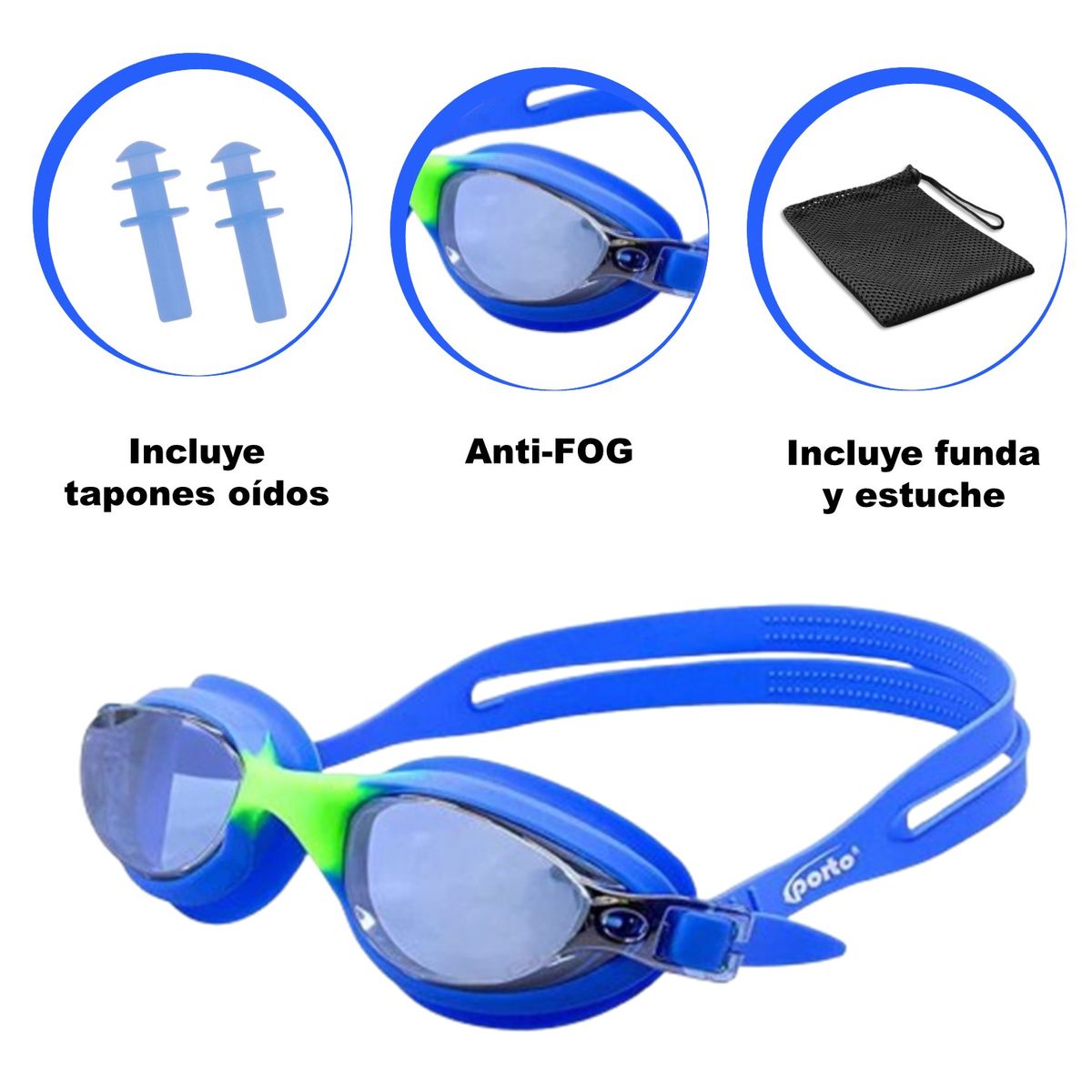 PORTO - LENTES PARA NATACIÓN WAVE PORTO PARA JUNIOR CELESTE