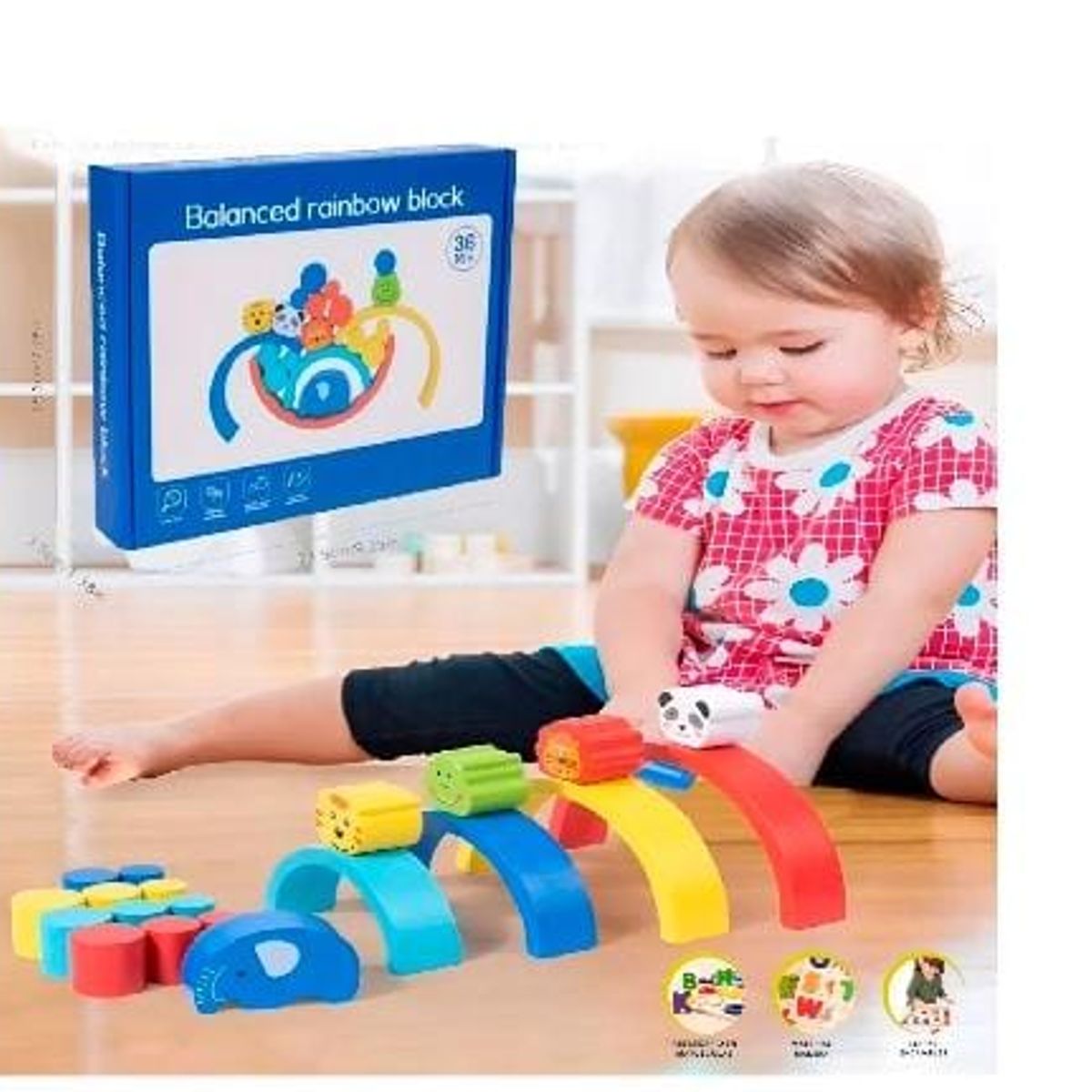 GENERICO - Juguete apilable de madera de arco iris 