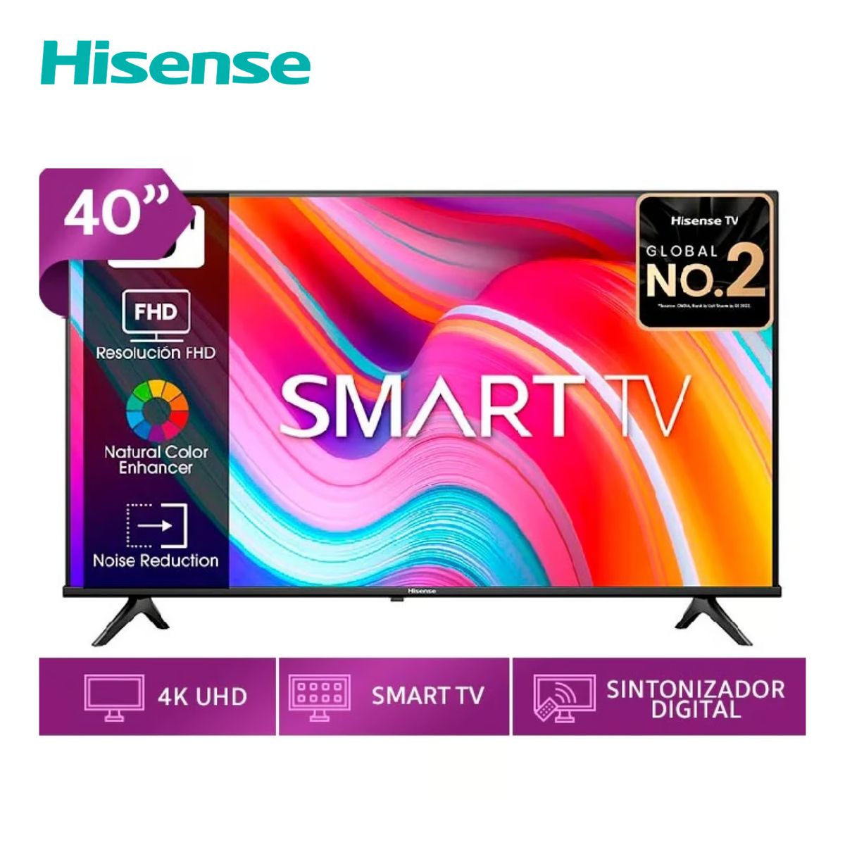 HISENSE - TELEVISOR HISENSE 40 FHD SMART TV CON BLUETOOTH 40A4K