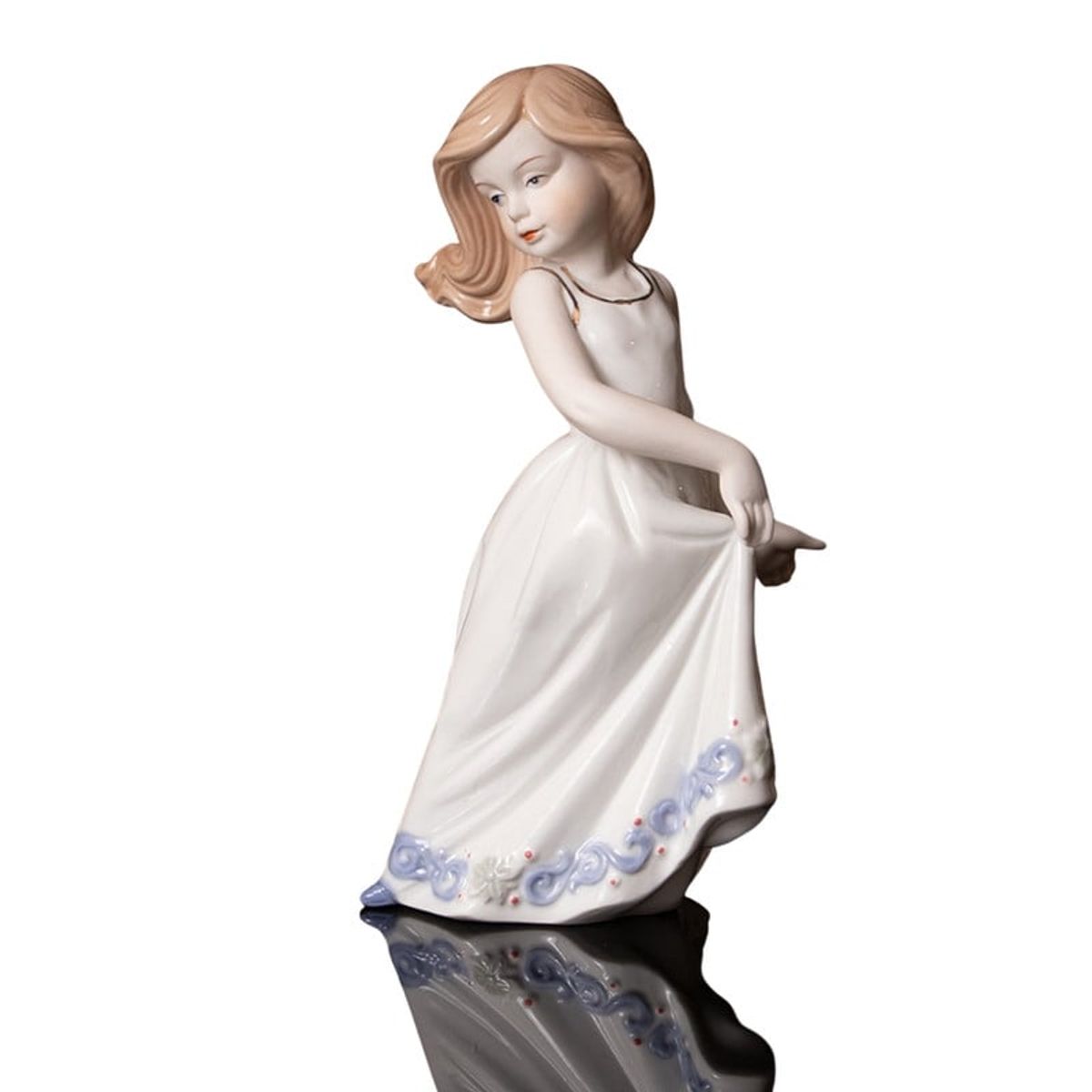 PANADECOR - Figura Decorativa Panadecor Niña Con Vestido Blanco 22 Cm Porcelana