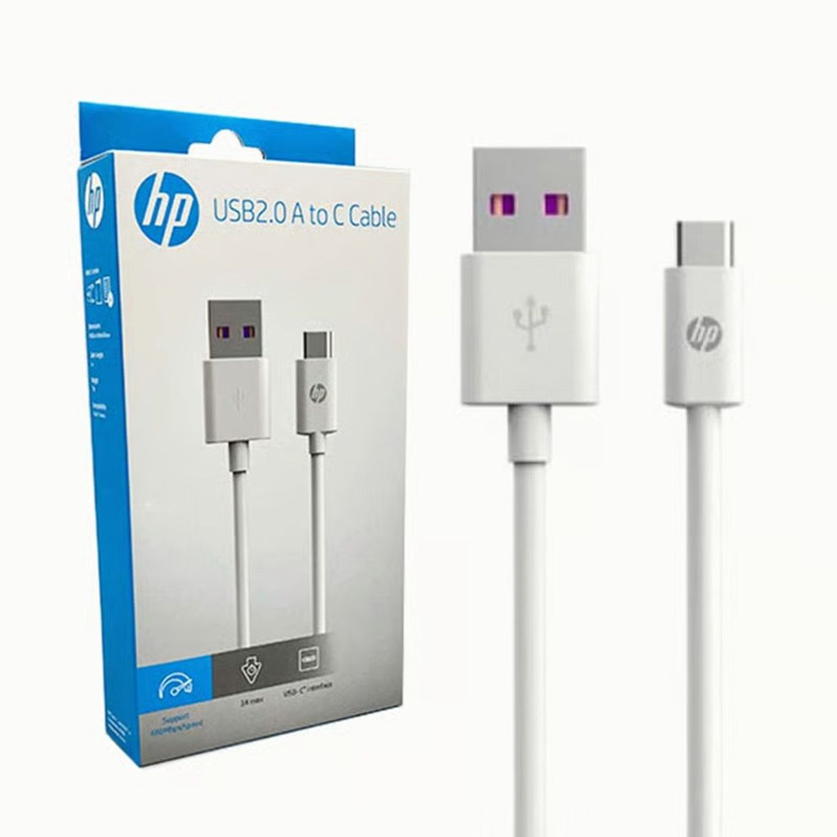 HP - Cable Cargador HP Para Celular USB20 A a USB-C DHC-TC100-1M Blanco