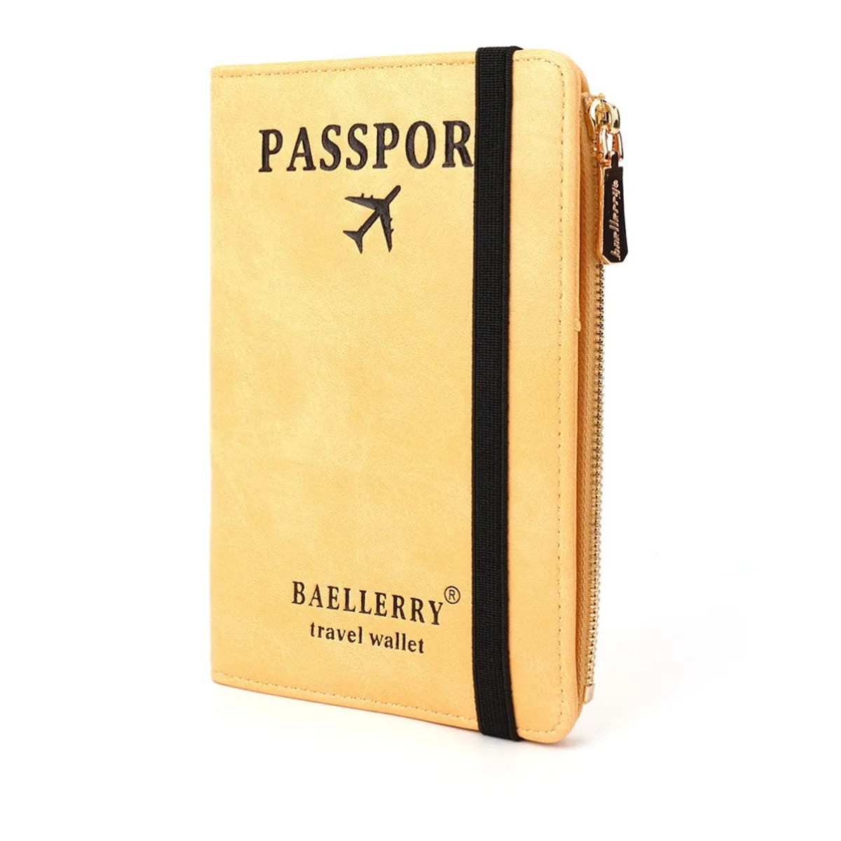 BAELLERRY - Billetera y porta pasaporte de cuero vegano PU K2392