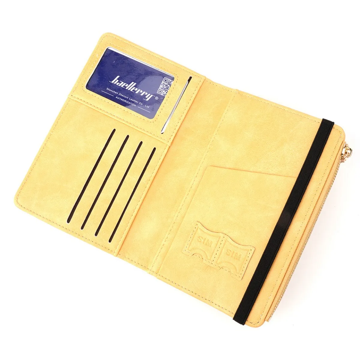 BAELLERRY - Billetera y porta pasaporte de cuero vegano PU K2392