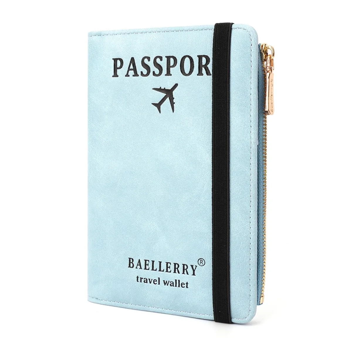 BAELLERRY - Billetera y porta pasaporte de cuero vegano PU K2392