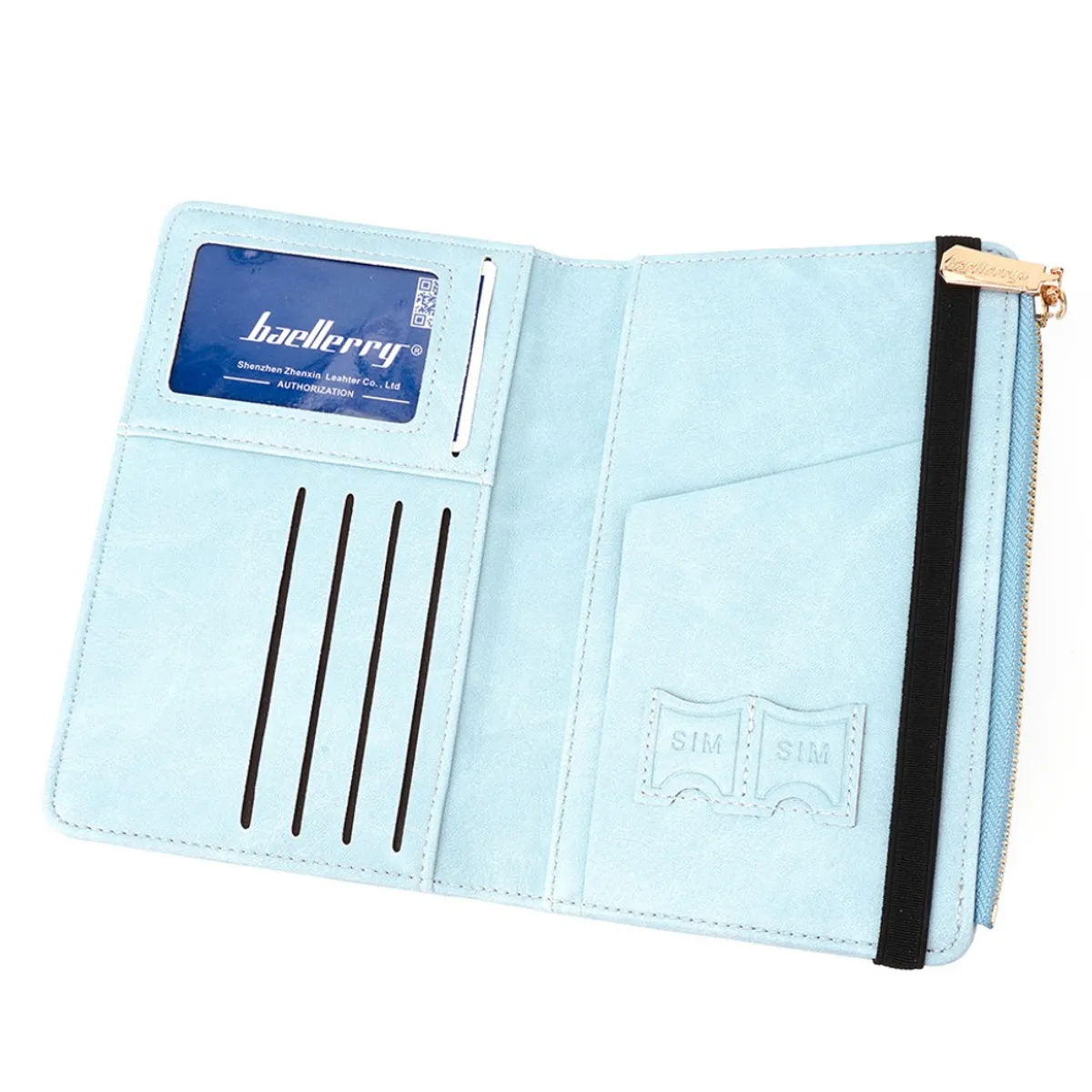 BAELLERRY - Billetera y porta pasaporte de cuero vegano PU K2392