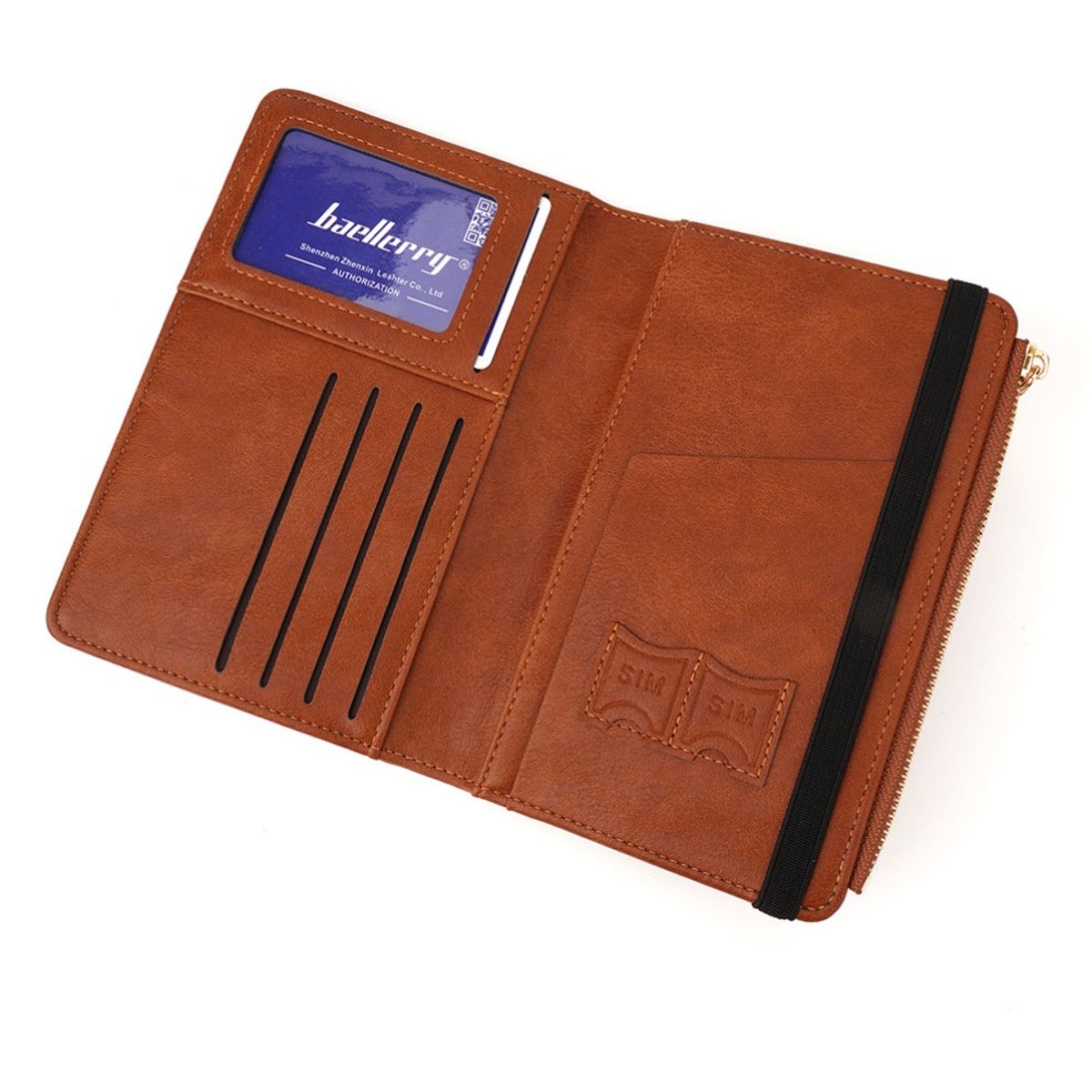 BAELLERRY - Billetera y porta pasaporte de cuero vegano PU K2392