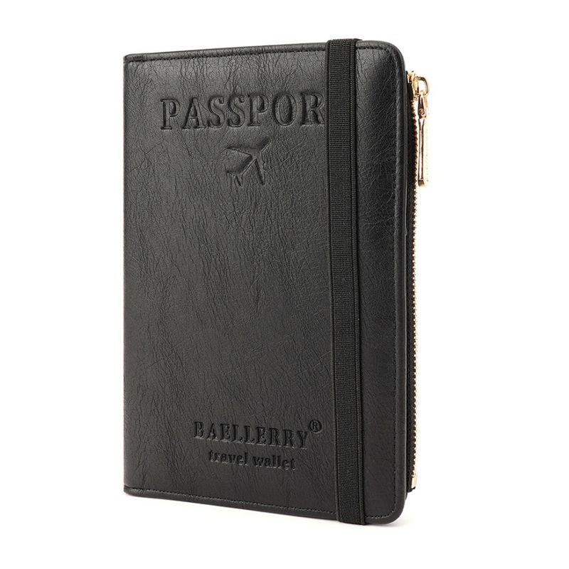 BAELLERRY - Billetera y porta pasaporte de cuero vegano PU K2392