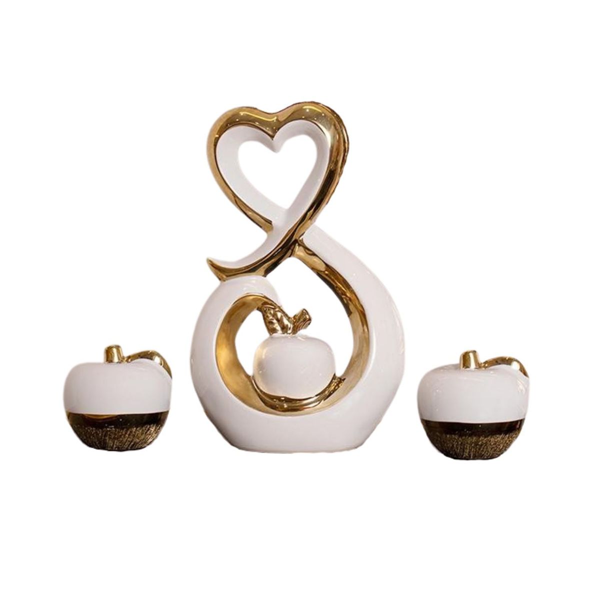 PANADECOR - Figura Decorativa Panadecor Manzanas Corazón Adorno 25Cm Cerámica