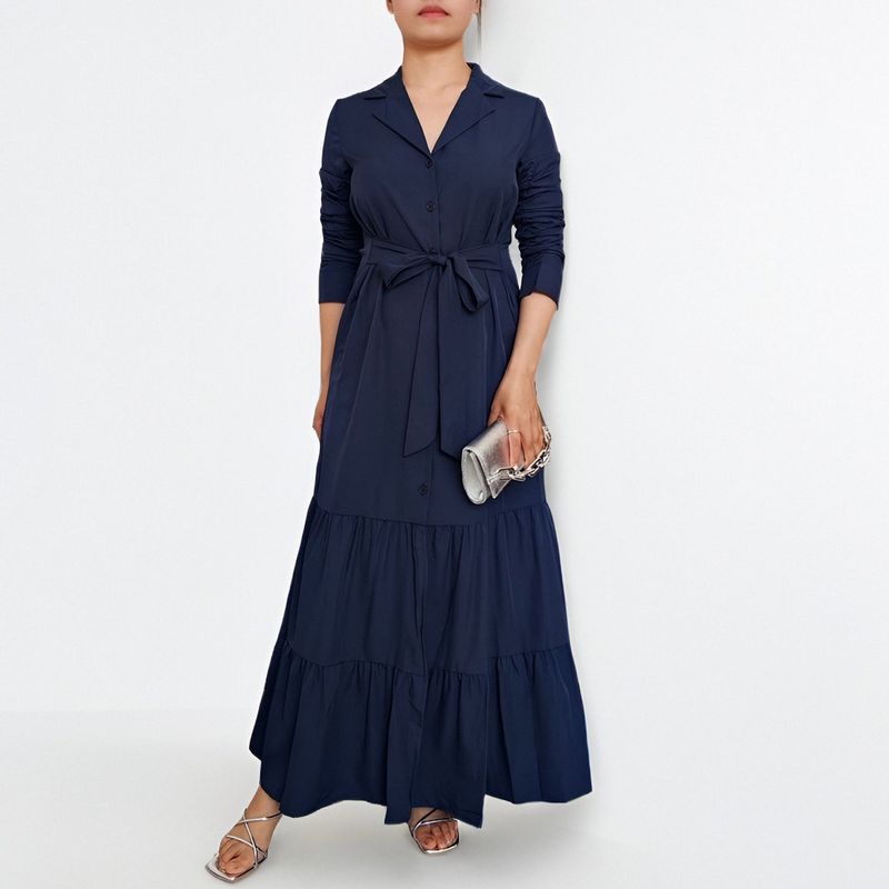 RINODERINA - Vestido Largo Casual Moda Mujer Con Volantes