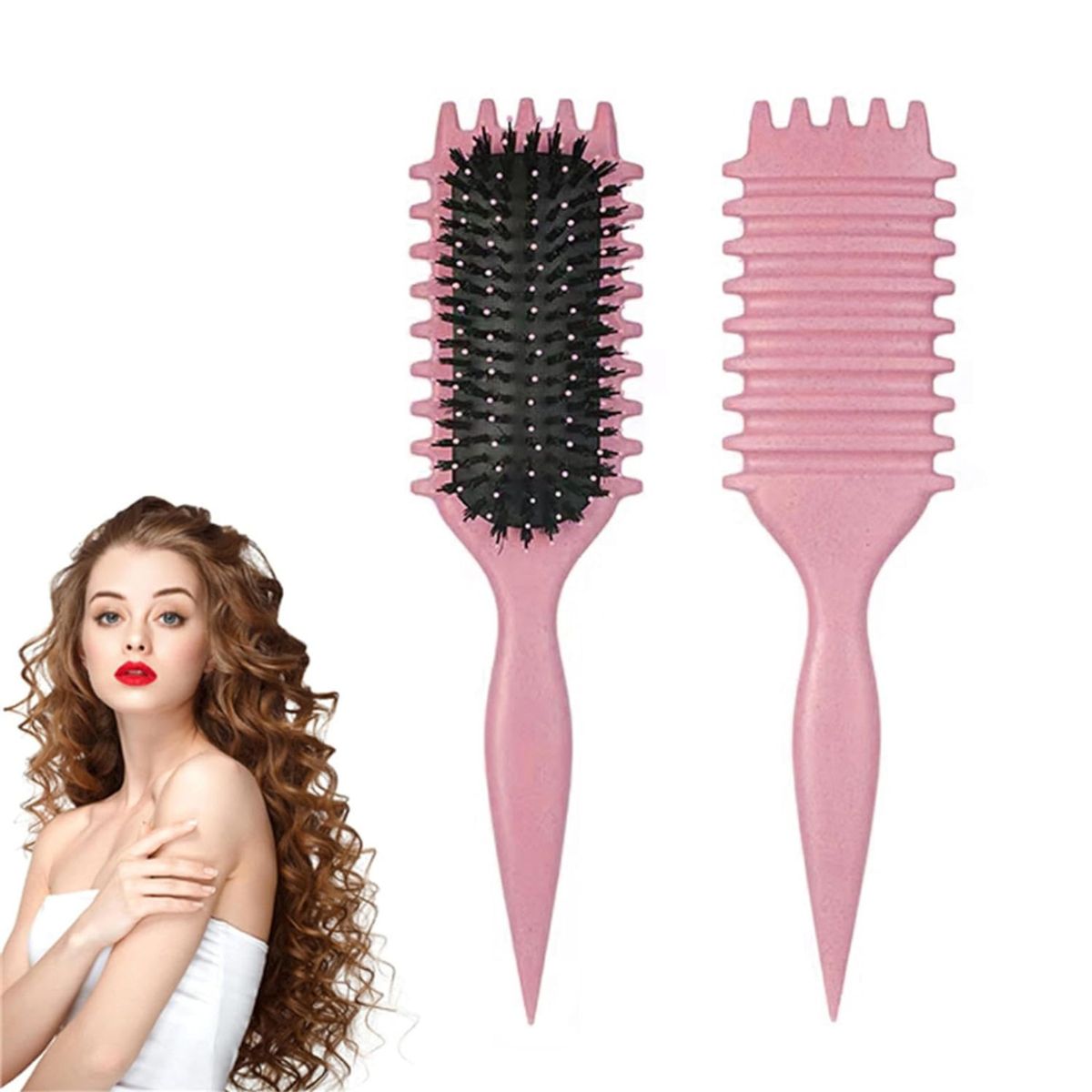 GENERICO - PEINE PARA RIZOS - CURLY HAIR BRUSH ROSA