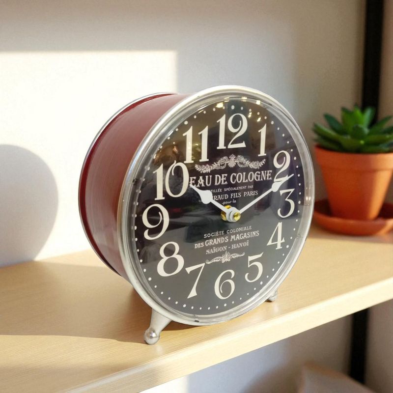 GENERICO - Reloj De Mesa De Metal Estilo Retro Rojo