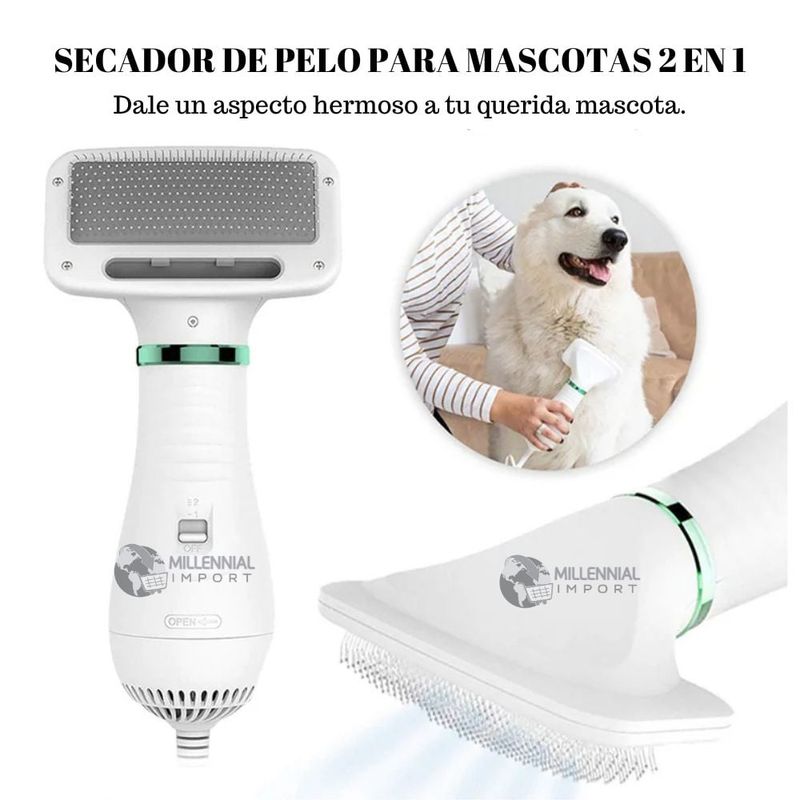 GENERICO - Secador y Cepillo Eléctrico 2 en 1 para Mascotas Perro Gato