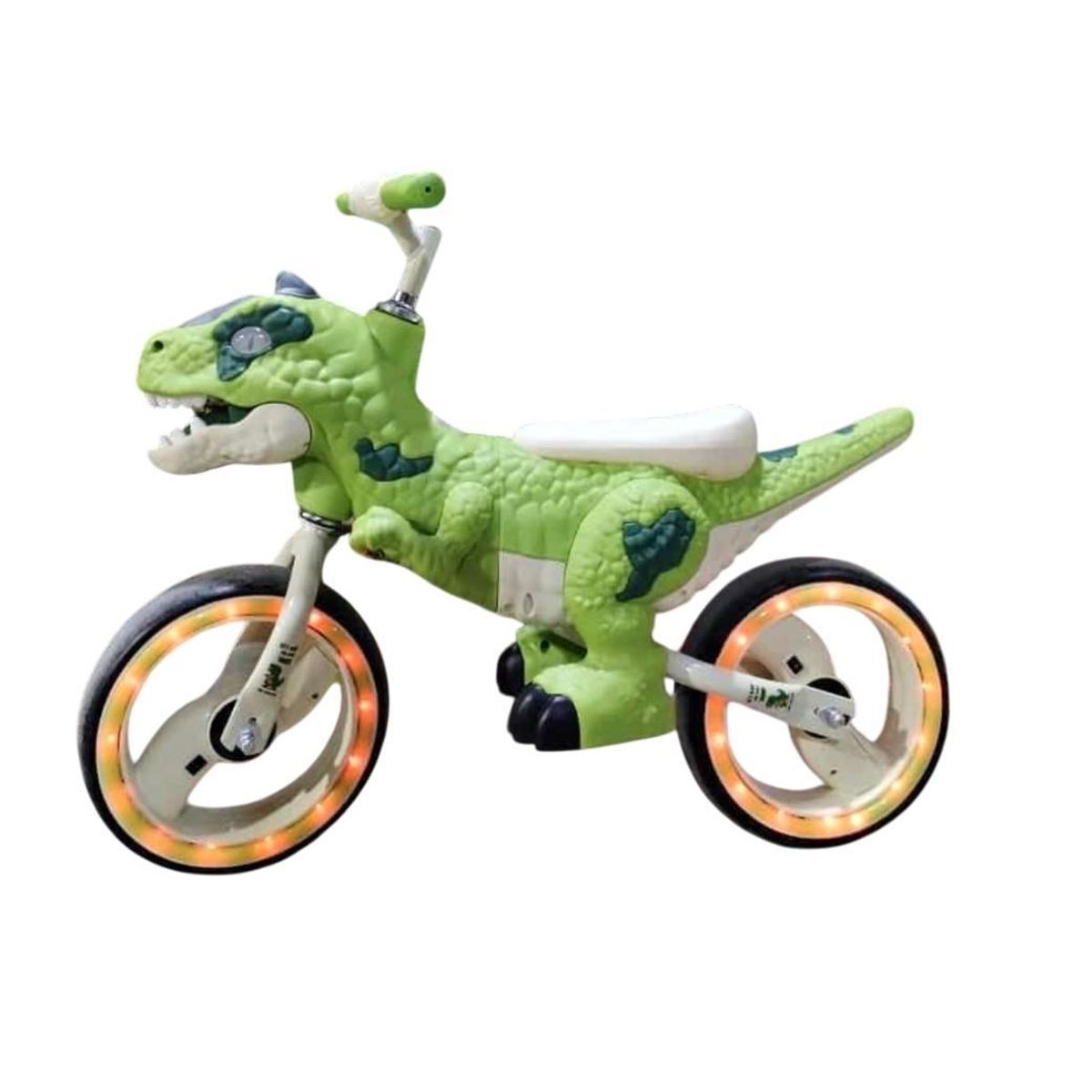 GENERICO - Bicicleta de equilibrio sin pedal de dinosaurio verde LED y musical