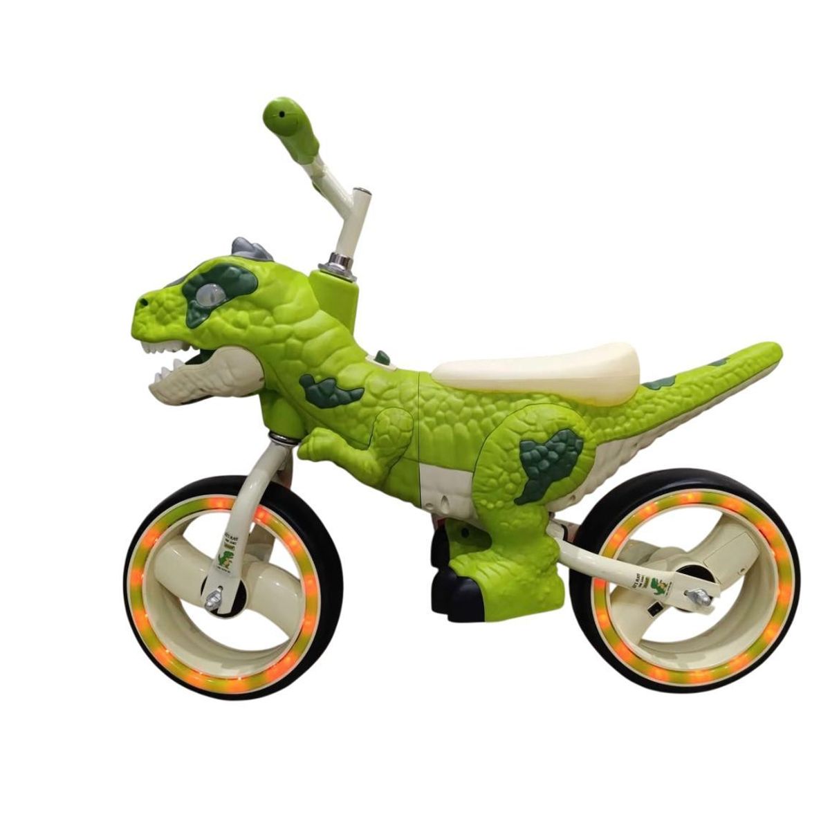 GENERICO - Bicicleta de equilibrio sin pedal de dinosaurio verde LED y musical