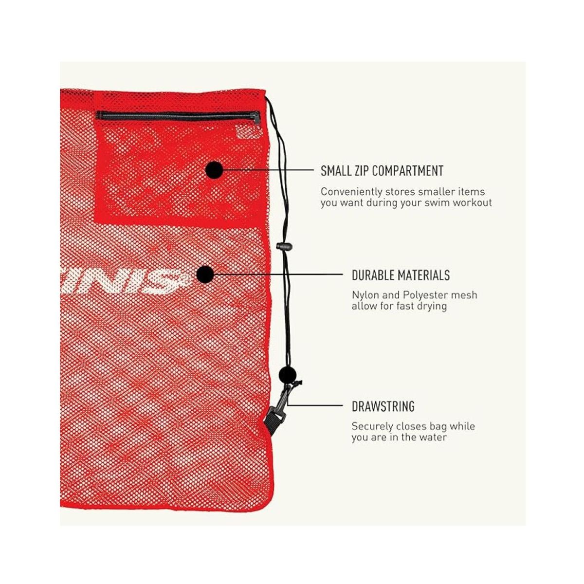 FINIS - BOLSA DE MALLA PARA EQUIPOS ROJO FINIS