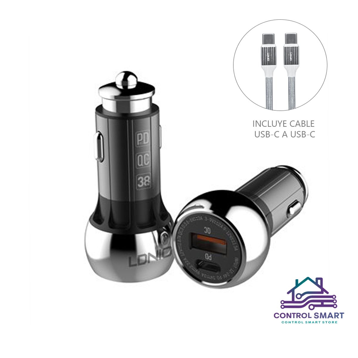 LDNIO - Cargador de Auto Fast Charging 3.0 para Galaxy A90, A91, A80, A70