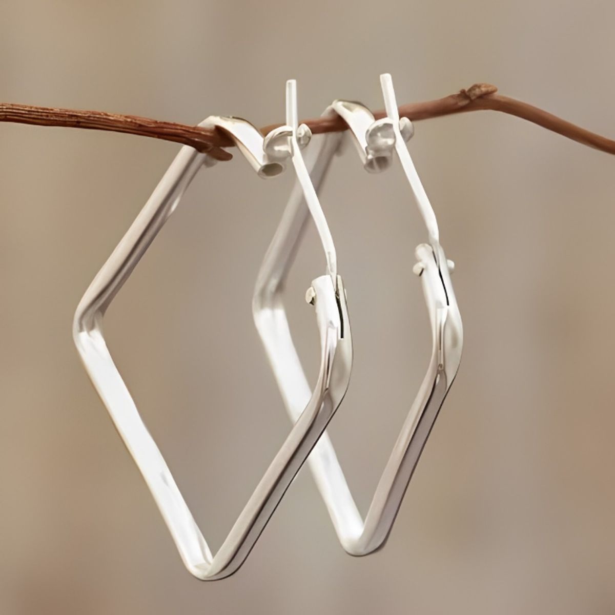 GENERICO - Argollas Aretes Mujer Cuadrada Joya Regalo Plata 950