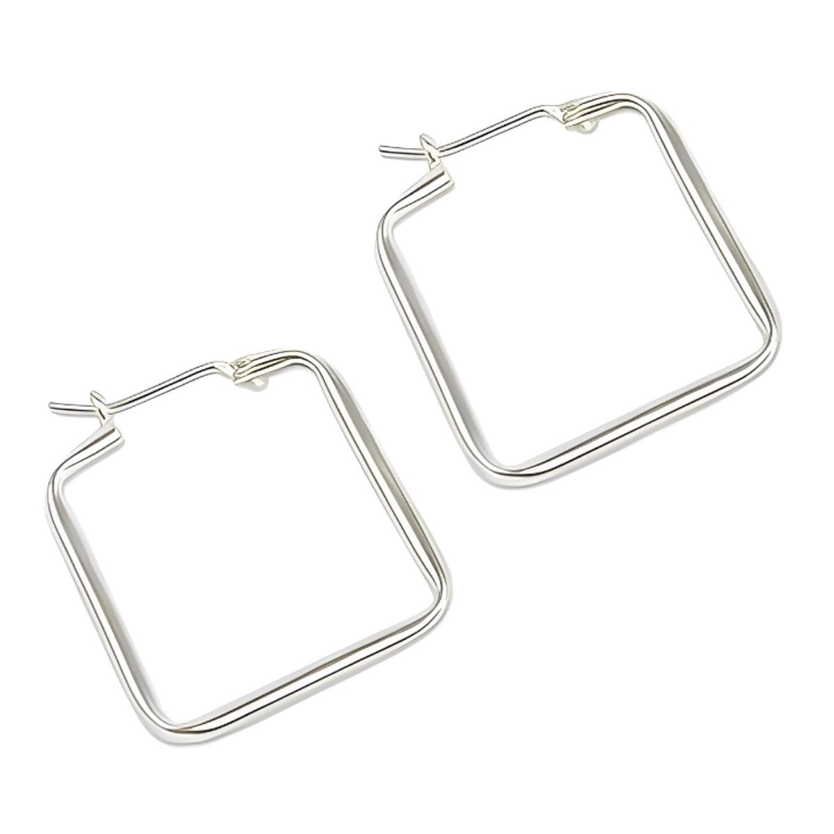 GENERICO - Argollas Aretes Cuadradas Regalo Novia San Valentín Plata