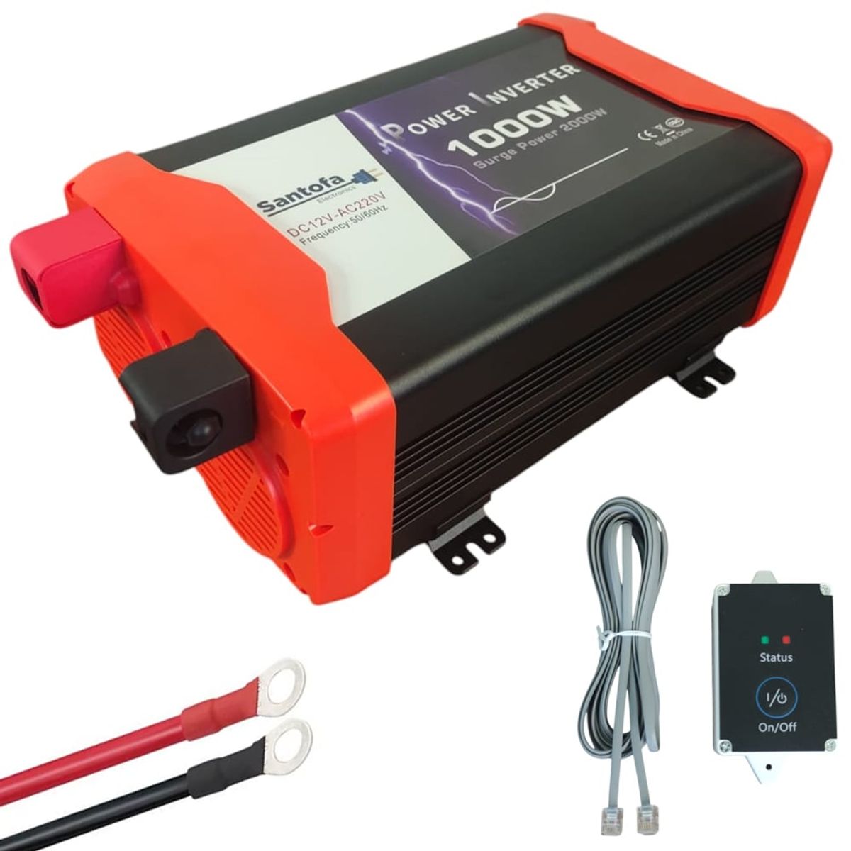 SANTOFA ELECTRONICS - Inversor de Corriente 12v A 220v 1000w 2 Usb 2 Sockets Onda Pura Lcd