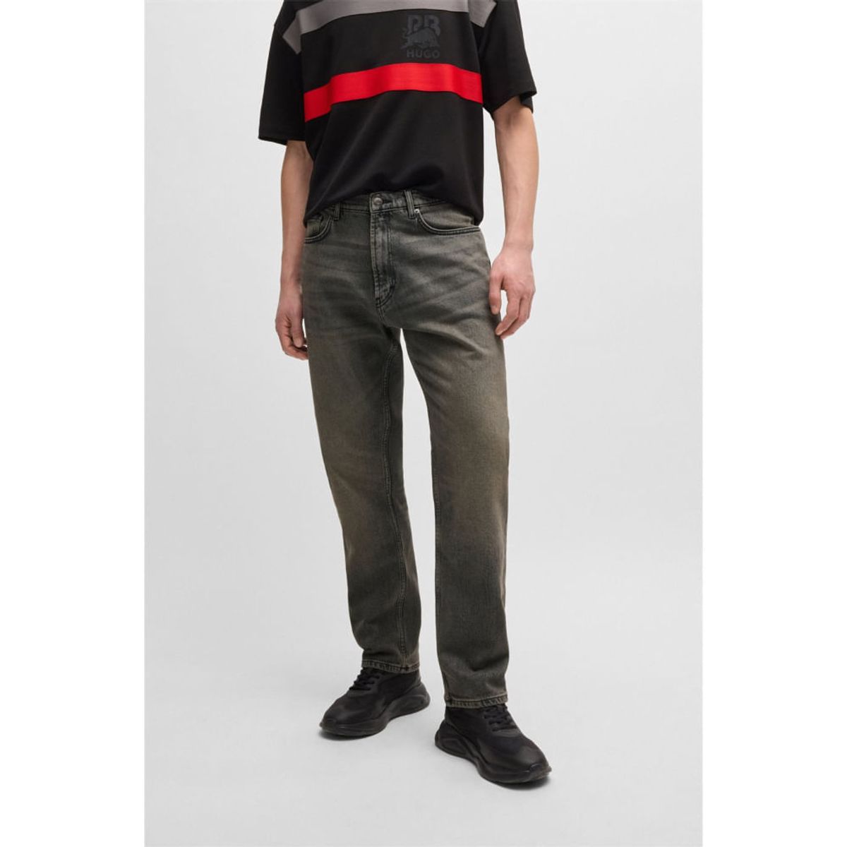 HUGO BOSS - Hugo - Jeans regular fit x RB en denim elástico marrón