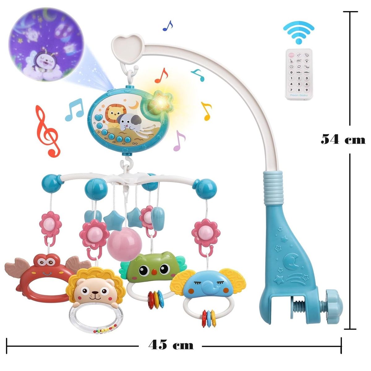 GENERICO - Móvil Giratorio Musical Celeste con Proyector para Bebé