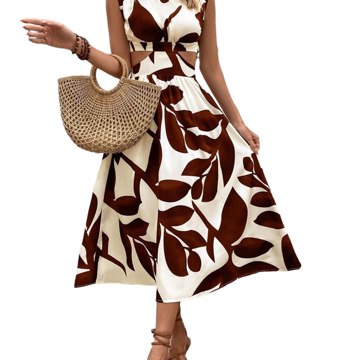 BLWOENS - Vestido casual de para mujeres - Marrón