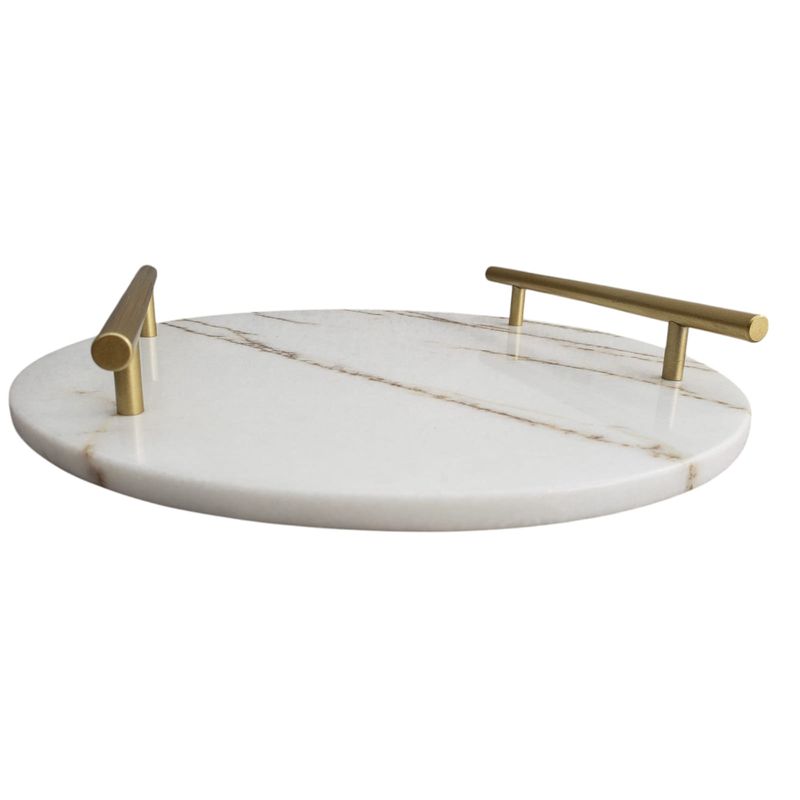 GENERICO - BANDEJA CIRCULAR DE MARMOL ITALIANO BLANCO CALACATTA