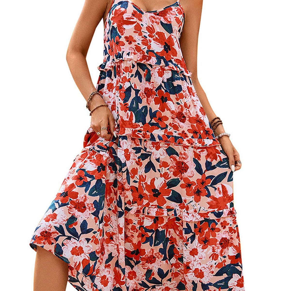 BLWOENS - Vestido casual de para mujeres - Rojo