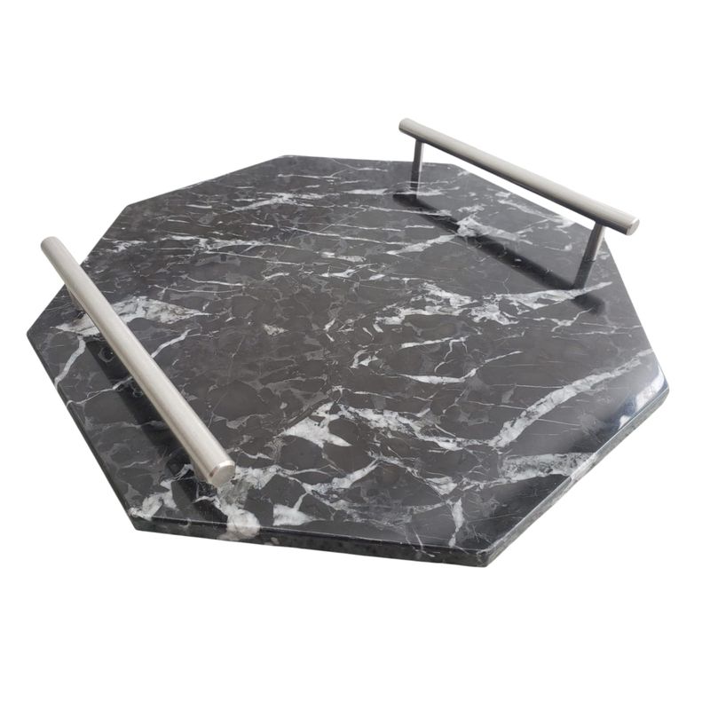 GENERICO - BANDEJA OCTAGONAL DE MARMOL NEGRO MARQUINA DE ESPAÑA