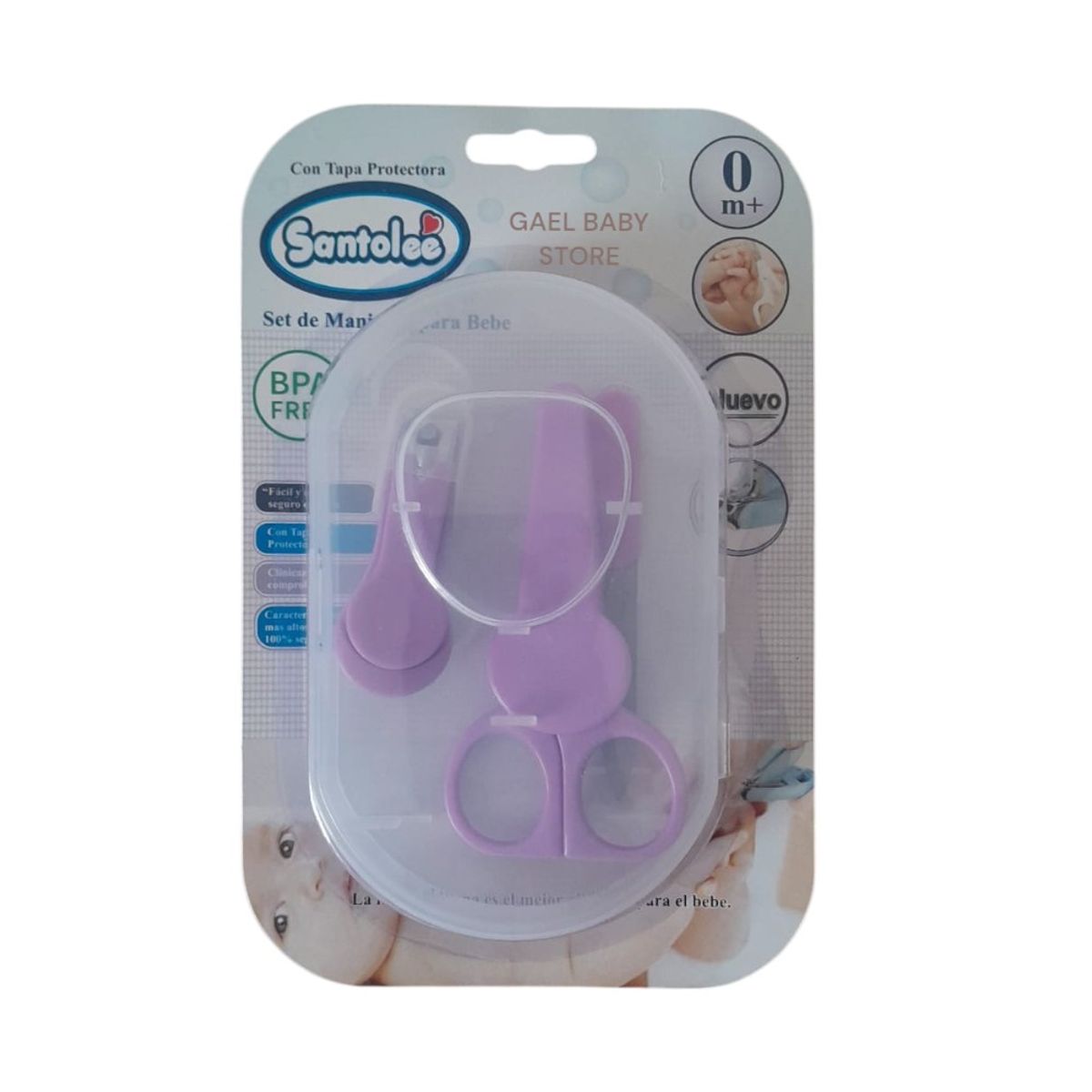 GENERICO - SET DE MANICURE PARA BEBÉ CON TAPA PROTECTORA  LILA