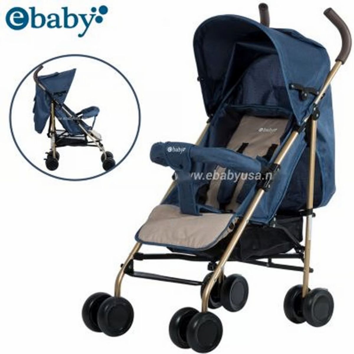 EBABY - Coche Bastón Reclinable Travis 214-3 Azul