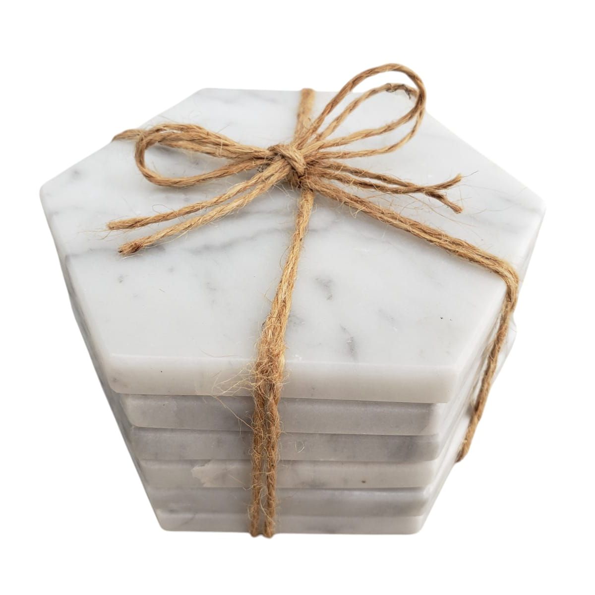 GENERICO - PACK DE 6 POSAVASOS HEXAGONALES DE MARMOL ITALIANO BLANCO CARRARA