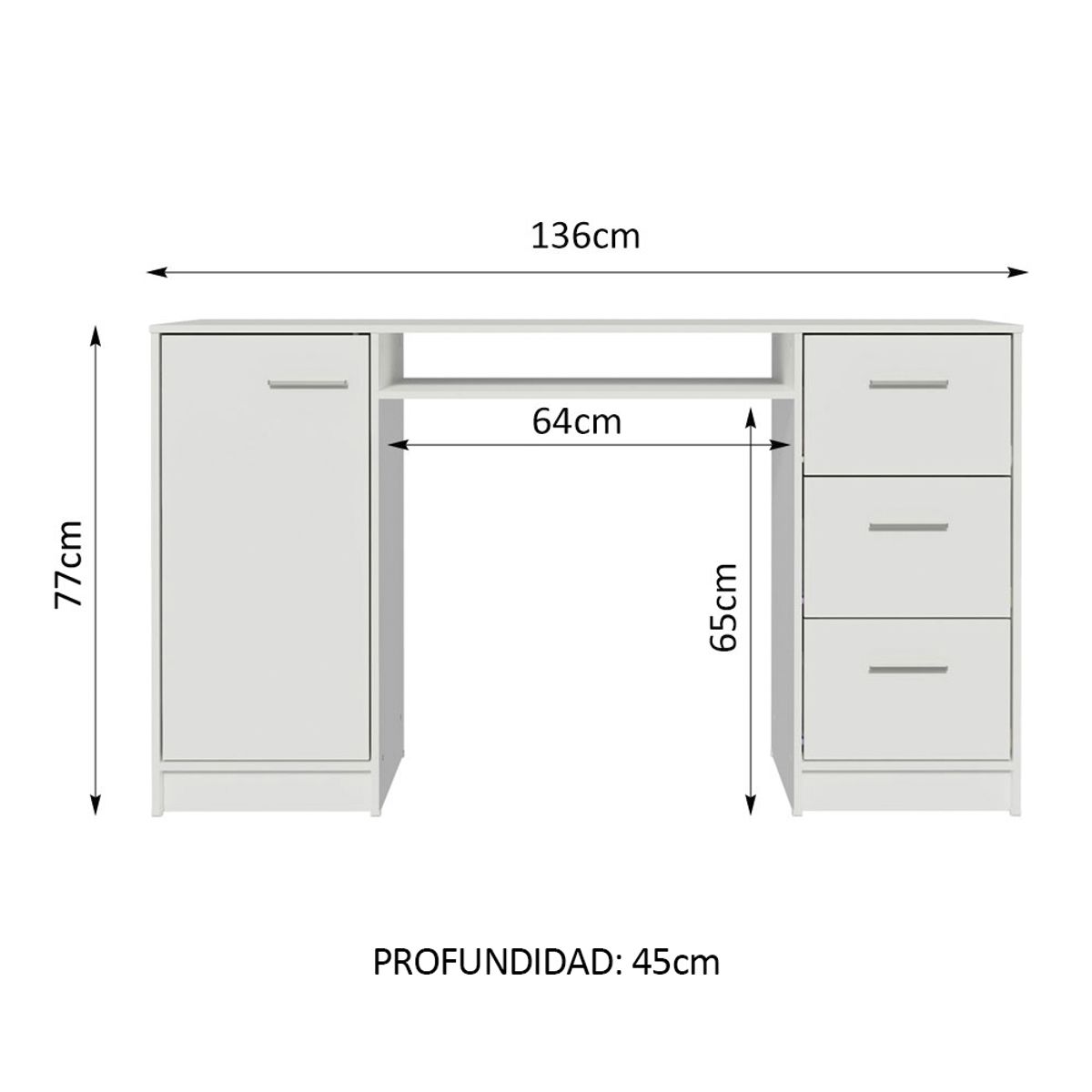 MADESA - Escritorio de Oficina Alaska 1 Puerta 3 Cajones