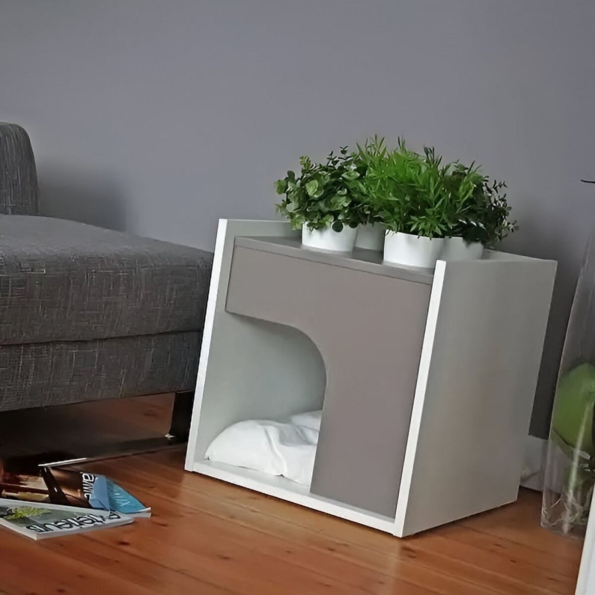 73 EXPERIENCE - Mesa Auxiliar Mascota Quinai -Blanco & Plomo-73 Experience