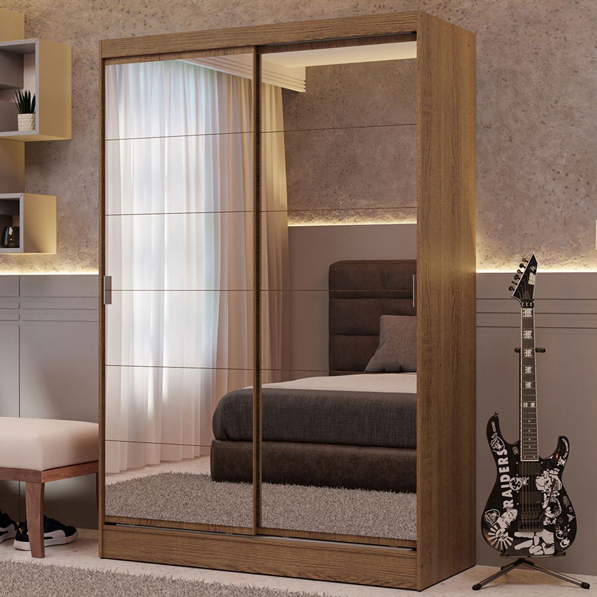 MADESA - Ropero Luke 2 Puertas Corredizas con Espejos