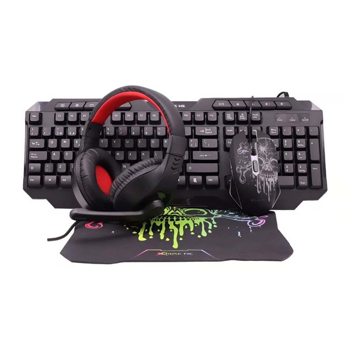 XTRIKE ME - Combo Gamer 4x1 Teclado+Mouse 8000DPI+Audifonos+Mpad Xtrike Me CMX-415