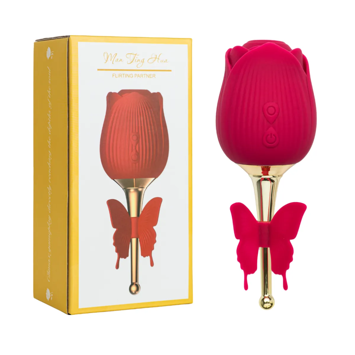 GENERICO - Succionador forma de rosa alta gama-rojo