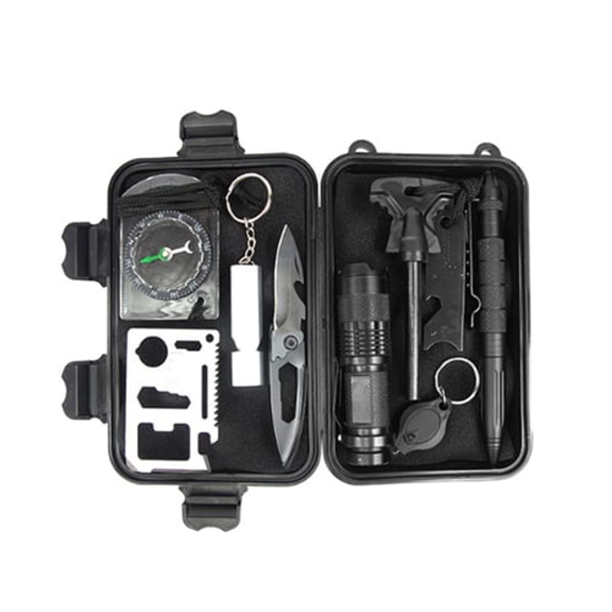 GENERICO - ESTUCHE DE SUPERVIVENCIA CAJA HERRAMIENTAS CAMPING EMERGENCIA  10PIEZAS