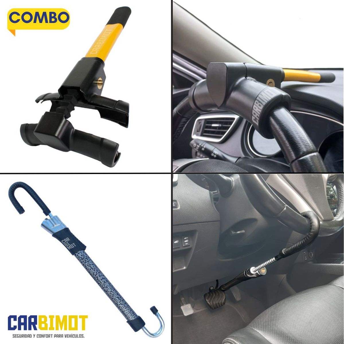 GENERICO - SEGURO BLOQUEO TRABA  VOLANTE TIMON ANTIRROBO VEHICULAR